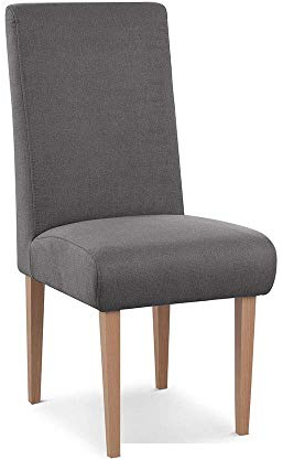 CAVADORE Esszimmerstuhl Kira / Polsterstuhl für Küche, Esszimmer oder Wohnküche / Passend zur Küchengarnitur Kira / Leichte Fleckenentfernung dank Soft Clean / 48 x 103 x 62 / Flachgewebe: Grau