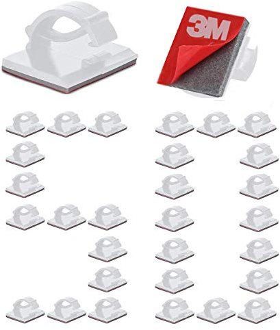 3M Cable Clips Self Adhesive Cord Organizer, Wire Holder Clamp Management Sticky for Desk Car Dash Cam Tables Wall, White 50pcs