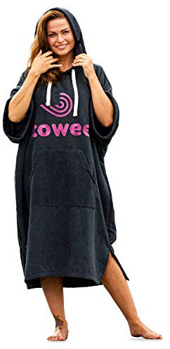 Towee Poncho Surf Handtuch, mikrofaser Poncho mit Kapuze, schnelltrocknender Poncho, surf Poncho, surferhandtuch für Damen und Herren (Anthrazit - Rosa, 70 x 100 cm)
