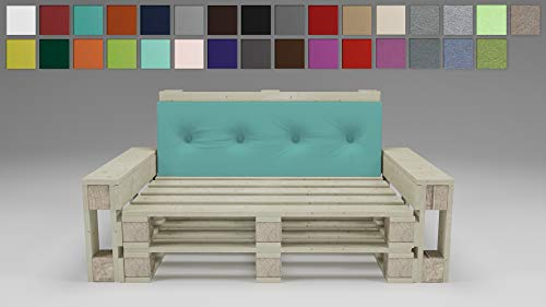 Rollmayer Palettenkissen mit Steppung Auflage für Europaletten Indoor und Outdoor Palettenpolster Kollektion Vivid (Türkis 17, Rückenkissen, 120x40x8cm)