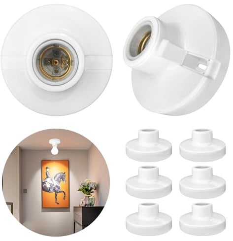 8 Stück E27 Lampenfassung ABS-Kunststoff Decken-Fassung, Porzellan Lampenfassung Wandfassung Baufassung, Glühbirnen Fassung für Flure, Balkone, Keller, Garagen, Quadrat (Weiß)