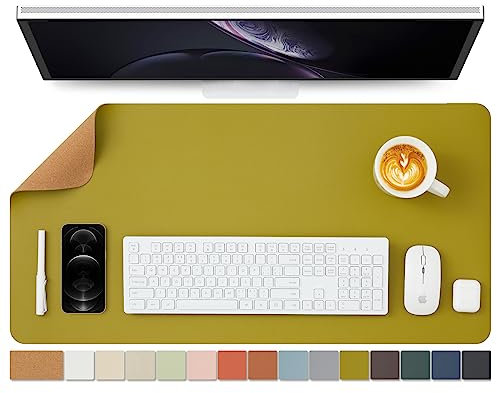 Kork Schreibtischunterlage - Doppelseitige Schreibtischauflage für Büro und Zuhause - Als große Mausunterlage und Schreibtischmatten auf Schreibtischen(Olivgrün、80cmx40cm)