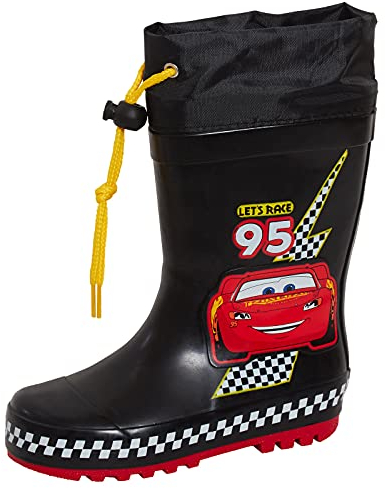 Disney - Stivali Wellingtons per bambini, motivo: Saetta McQueen, Nero , 23 EU