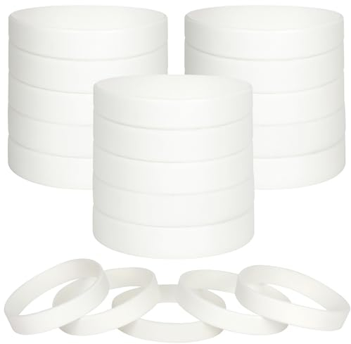 LVNRIDS 100 Stück Silikon Armbänder, Sport Party Gummi Elastic Armband gummiarmbänder für Teenager Erwachsener Weiß