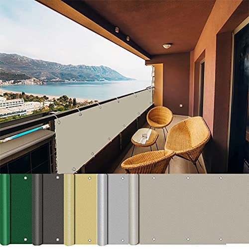 AEREY Balkonabdeckung 70x550cm, Sichtschutz, Windschutz Sonnenschutz Balkon Sichtschutz Windschutz Deko für Balkongeländer - Taupe