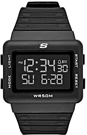 SKECHERS Herren Analog Quartz Uhr mit Silicone Armband SR1077