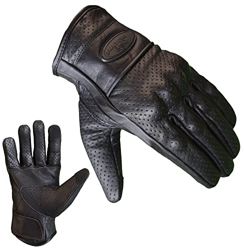 PROANTI Motorradhandschuhe Leder Sommer Motorrad Handschuhe Touchscreen Funktion (M)