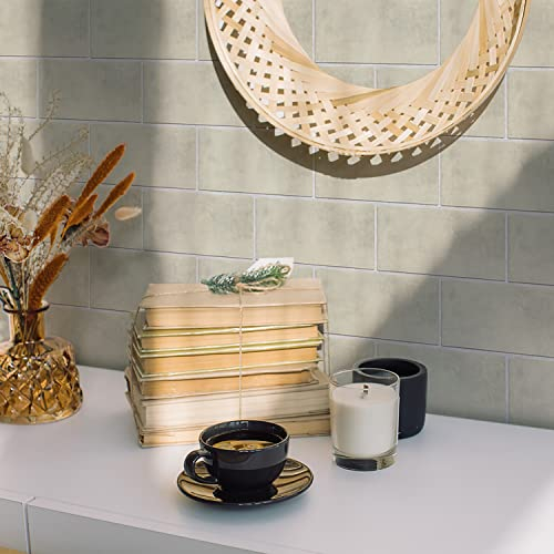 Vinyl-Boden-Wandfliesen, Boden-Aufkleber, rutschfeste Bodenfliesen, Aufkleber für Küche, Badezimmer, selbstklebend, abziehen und aufkleben, PVC-Bodenaufkleber, DIY, Elfenbein, 30 x 15 cm, 12 Stück
