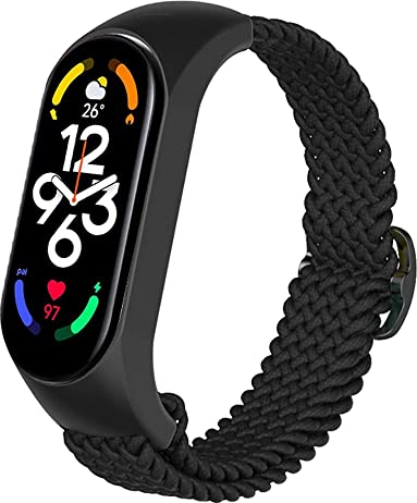 Niboow Cinturino Intrecciato per Xiaomi Smart Band 7 (Xiaomi Mi Band 7), Uomini Donne Regolabile Sportiva Ricambio Elastica Cinturino per Xiaomi Smart Band 7 (Xiaomi Mi Band 7) - Nero