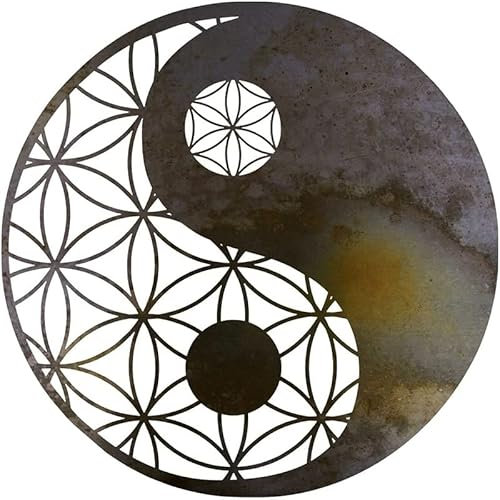 JILIP Blume des Lebens Wanddekoration Aus Metall, Yin Yang 3D Wand Silhouette, Taichi Wandbehänge Aus Metall für Home Office Dekoration Skulptur (Size : 11.8/30cm)