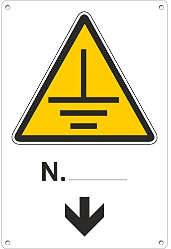 Pubblimania Dispersore di terra | Pericolo Cartello di emergenza e sicurezza in alluminio composito metallo 3 mm di spessore (Cm 20x30) (Dispersore di Terra)