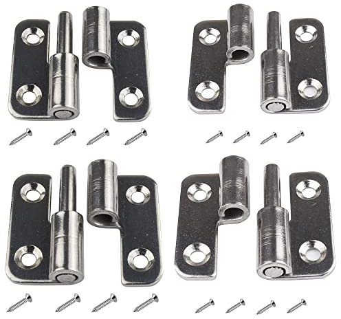 4Pcs 1.5 Detachable Door Hinges,Rising Butt Lift Off Door Hinge,Small Slip Joint Flag Hinges(Right Handed 2Pcs+Left Handed 2Pcs)
