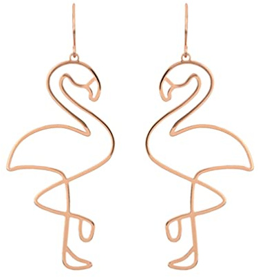 USHOBE Boucles d'oreilles pendantes Flamingo Boucles d'oreilles creuses Flamingo Boucle d'oreille en cristal Flamingo doré Boucles d'oreilles pendantes animaux