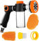 Upgrade Pup Jet Dog Wash, Dog Wash Hose Attachment with Soap Dispenser, Dog Bath Hose Attachment with Pet Bath Brush Car Wash Mitt and Dog Comb for Watering Plants, Lawn, Showering Pet