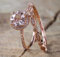 ASFKIPMF 18K Rose Gold Ring Set Pink Elegant Morganite Cubic Zirconia Two-in-One Halo Wedding Engagement Promise Eternity Ring for Women AAAAA CZ Halo Wedding Bridal Ring Size O