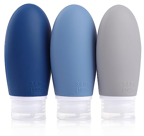 Opret Contenitori da Viaggio per Liquidi 100ml, 3 Pezzi Flaconi da Viaggio, Kit Viaggio Liquidi, Accessori Viaggio Utili per Shampoo, Liquidi and Lozione, Bottiglie da Viaggio Nessun BPA