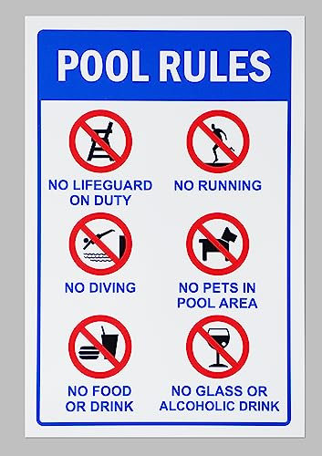 Swimming pool rules poster no running no diving safety sign - 1mm flexible Plastic sign (400mm x 300mm)