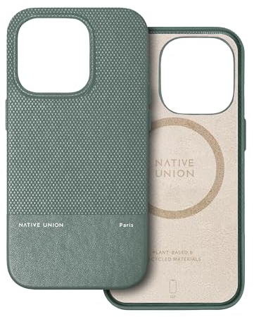 Native Union Custodia (Re) Classic - Compatibile con MagSafe - Realizzata con materiali riciclati e di origine vegetale - Protezione antigraffio di 1,8 metri per iPhone 15 Pro (Verde ardesia)
