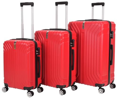 VERTICAL STUDIO 20 24 28 Koffer Reisekoffer 3er-Kofferset Trolley Mehrteilig mit Ziffern Kofferschloss aus Kunststoff (ABS) Vier Rollen (Kittilä rot)