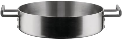 Alessi Convivio DC102/24 - Casseruola Bassa a Due Manici in Trilamina di Design, Adatta a Induzione, in Acciaio Inossidabile e PVD con Fondo in Acciaio Magnetico, 24 cm, Satinata