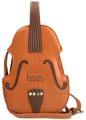 Laura Vita Damen Rucksack außergewöhnliche Form trendy Handtasche Violon, Farbe:Braun