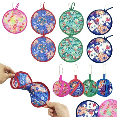 UILYNIU 7 Pieces Hand Fan Folding Round Folding Handheld Fan Folding Fan Chinese Fan Portable Hand Fan Hand Fans for Women Folding for Home Decor Personal Decor Holiday Summer Party Wedding (7 Pcs)