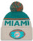 New Era Miami Dolphins NFL 2024 Sideline Historic Sport Knit Beige Türkis Bommelmütze - One-Size