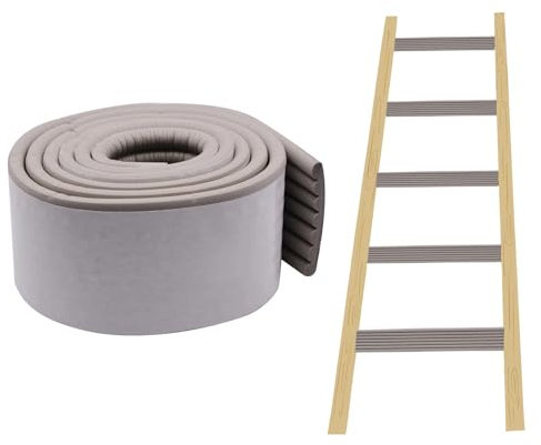 ANMOO 2m Bunk Bed Ladder Pads Soft Ladder Cover with Strong Adhesive Bunk Ladder Cover 80mm Wide Replacement Bed Ladder Protection for Stair Steps Foot Comfort Corner - Grey