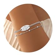 Armband mit Gravur Buchstaben - Trauzeugin Armband Personalisiertes Freundschaftsarmband mit Namen Schwester Geschenk Armbänder Damen Mädchen beste Freundin Schwesterherz Mutter und Tochter (Silber)