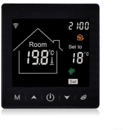 Smart WiFi Thermostat, Electric Heating Programmable Digital Thermostat, For Tuya For ALEXA And For Assistant(Black 16A)