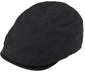 fiebig Flatcap Leinen | Schirmmütze aus Leinen | Bakerboy mit Schirm und Steg (61-XL, Schwarz)