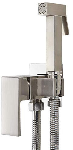 DOLPTBEZM Toilet Bidet Faucet, Solid Brass Hand Held Bidet Sprayer Faucet, Hot Cold Water Mixer Tap, Wall Mount Hygienic Shower Set,Chrome