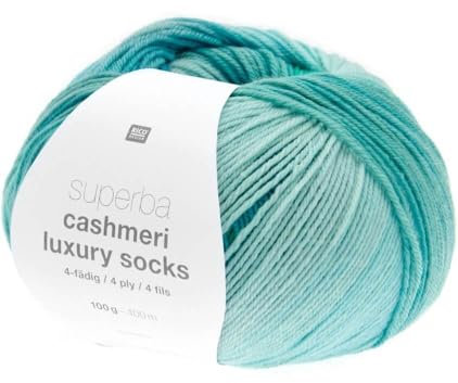 Rico Design Superba Cashmeri Luxus-Sockenwolle, 4 Fäden, 100 g, weich und luxuriös für Ihre Füße