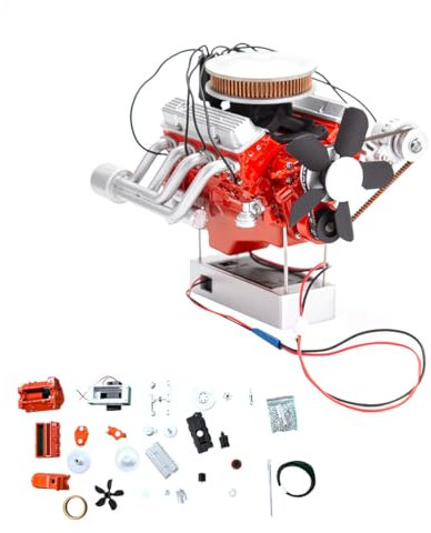 Rxbycxshi V8 Motor Modellbausatz, 1/6 3D-Gedruckter Simulierter V8-Verbrennungsmotor, Sichtbarer V8 Mini Engine Bausatz für Erwachsene Weihnachten 2024 Geschenk