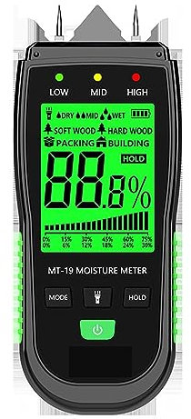 Misuratore di umidità, Misuratore Umidità Muri, MT-19 Misuratore di umidità del legno Misuratori di umidità digitale Igrometro da parete Rivelatore di umidità del legno Umidità degli edifici , per Par