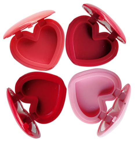 DRESSOOS 4pcs Empty Heart Shape Lipstick Box Mirror Makeup Organizer Sub Container for Highlighter Eyeshadow Storage