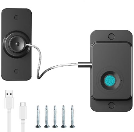 Cerradura Nevera de Huellas Dactilares, Cierre Seguridad Cajones Bebe, Seguro Puertas Bebe, LíMites de Ventanas Abiertas, Carga USB, Adecuadas Para Uso DoméStico y De Oficina(Negro)