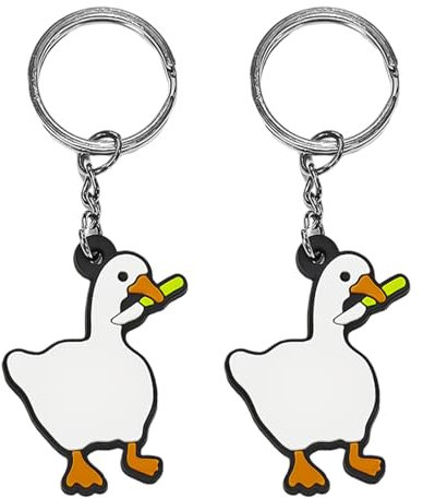 2 Weiße Gans-Schlüsselanhänger, Niedliche Cartoon Design, Kreative Taschenanhänger und Schlüsselzubehör - Dekoratives Geschenk