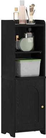 Hzuaneri Meuble de Salle de Bain, Meuble de Rangement avec Portes, Armoire d’Angle avec Étagères Réglables, Armoire de Toilette, 20 x 25 x 80 cm, Noir BC39704X