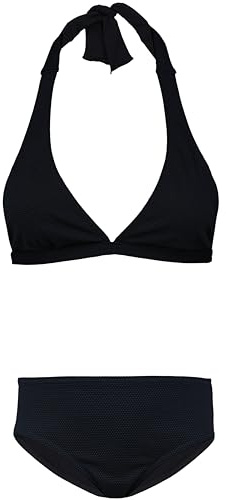 Aquarti Mädchen Bikini Set Bustier Bikinislip Zweiteiliger Badeanzug, Farbe: Zum Binden - Jacquard Punkte Schwarz, Größe: 158