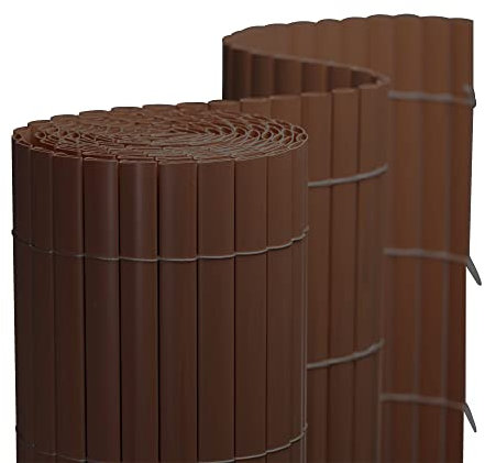 jarolift Canisse en PVC Standard Brise Vue pour Jardin Balcon Terrasse, Habillage De Balcon Clôture Renforcé Résistanteaux Intempéries, 100 x 800 cm, 2 Tapis chacun de 2 x 4m de Longueur, Marron