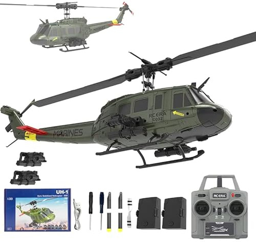 Meiurlex 1/48 RC Helicopter for Adults, RC ERA C032 UH-1 Huey 2.4G 6CH Gyro Stabilized Remote Control Aircraft with Altitude Hold & Optical Flow, One-Key Takeoff/Landing
