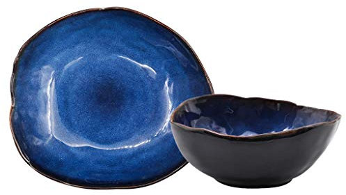 XDAWQP Vajilla de cerámica, 8 Piezas, Color Azul Ojo de Gato, para Servir Carne | Vajilla de Porcelana para Restaurante