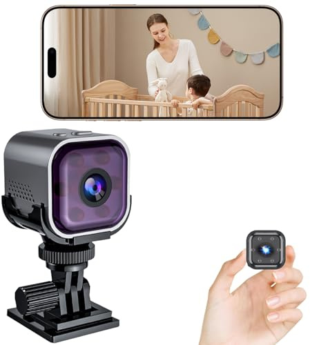 WLAN Mini Kamera 1080P 2,4 GHz HD Überwachungskamera Innen Innen Sicherheitskamera Live Übertragung Handy APP mit Bewegungsmelder Nachtsicht Cloud Speicher TF Speicher 2 Wege Audio für Haus Shop Haust