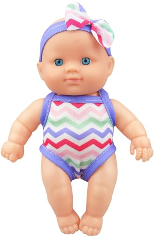 Grtheenumb Wasser-Babypuppe, Wasser-Babypuppe, niedliches Simulationsbad, 21, 6 x 8, 6 x 13, 5 cm, Schwimmen mit beweglichem Gelenk und Abnehmbarer Kleidung, Vinyl-Spielzeug für Kinder, Stil 2