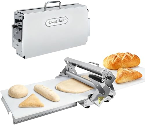 Sunseota Sfogliatrice Elettrico Professionale, Macchina per Pasta Sfoglia, con Spessori Regolabili, per Croissant, Pizza e Pasta, Superficie Antiaderente in PP 40.9x22.6x9.3