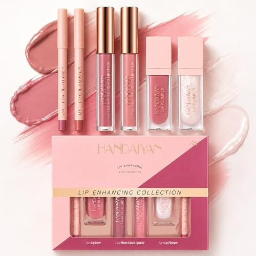 Lip liner, Matte liquid lipstick, lip plumper, Waterproof Long Lasting Lipstick, lip gloss, Lip Plumper, Velvety Nude Color, Matte Nude Liquid Lipstick Makeup Gift Kit (01#)
