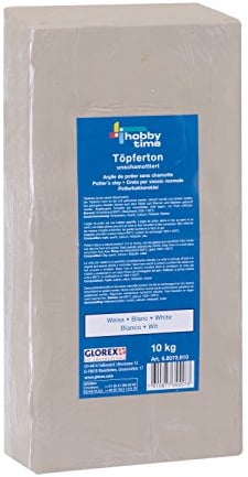 GLOREX 6 8073 610 Argile de potier sans chamotte, 10 kg, blanc