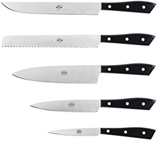 Coltellerie Berti Compendio Lucido Ceppo 5 Coltelli Cucina Nero