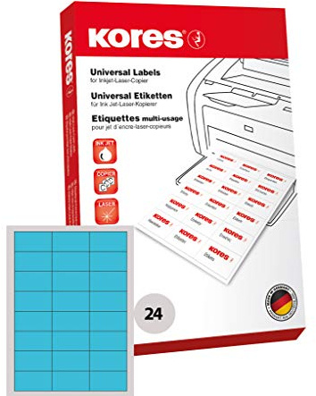 Kores Farbige Universal-Etiketten, 70 x 37,0 mm, 100 Blatt,blau